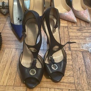 Christian louboutin sandals. Navy blue sizes 38. Pre-owed. No box no dustbag